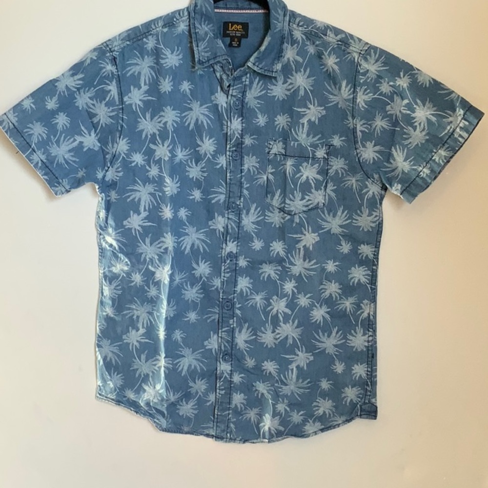 Lee palm print short sleeve casual shirt | blue | small